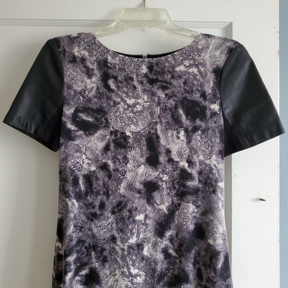Cut25 by Yigal Azrouel Leather Trim Marbled Print Dress Size Small - Picture 8 of 15